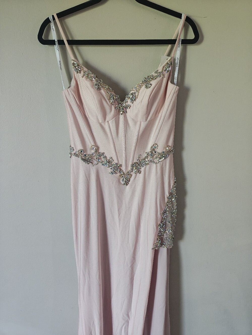 Jovani Gown Elegant Light Pink Embellished Spaghetti Strap Dress Prom